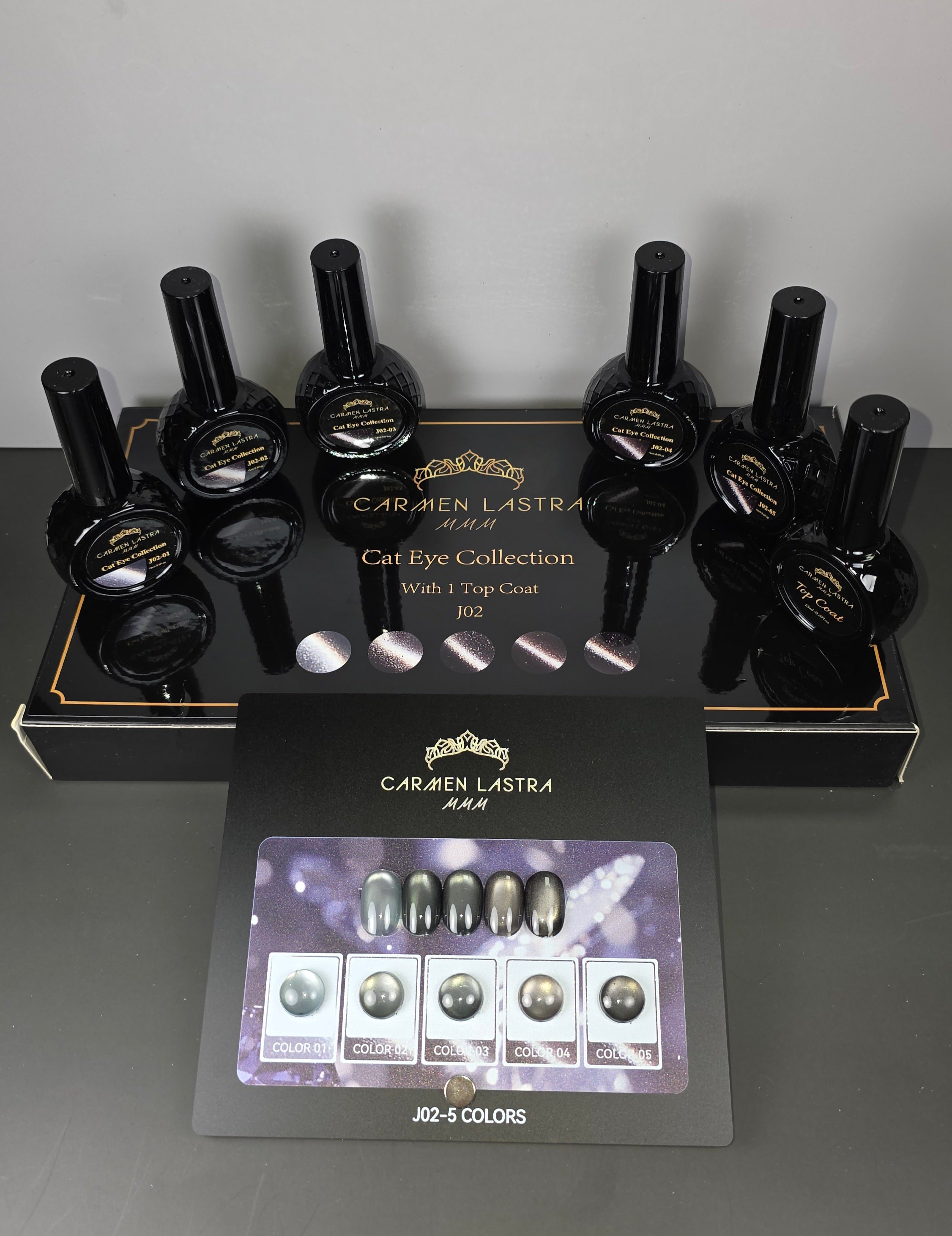 J02. 5 Cat Eye Collection With 1 Top Coat. 15ml