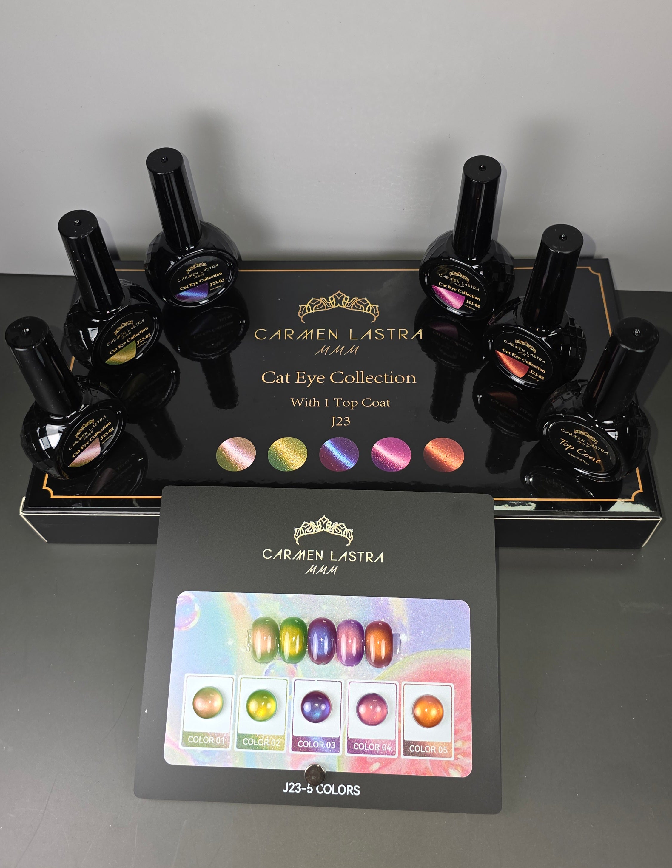 J23. 5 Cat Eye Collection With 1 Top Coat. 15ml