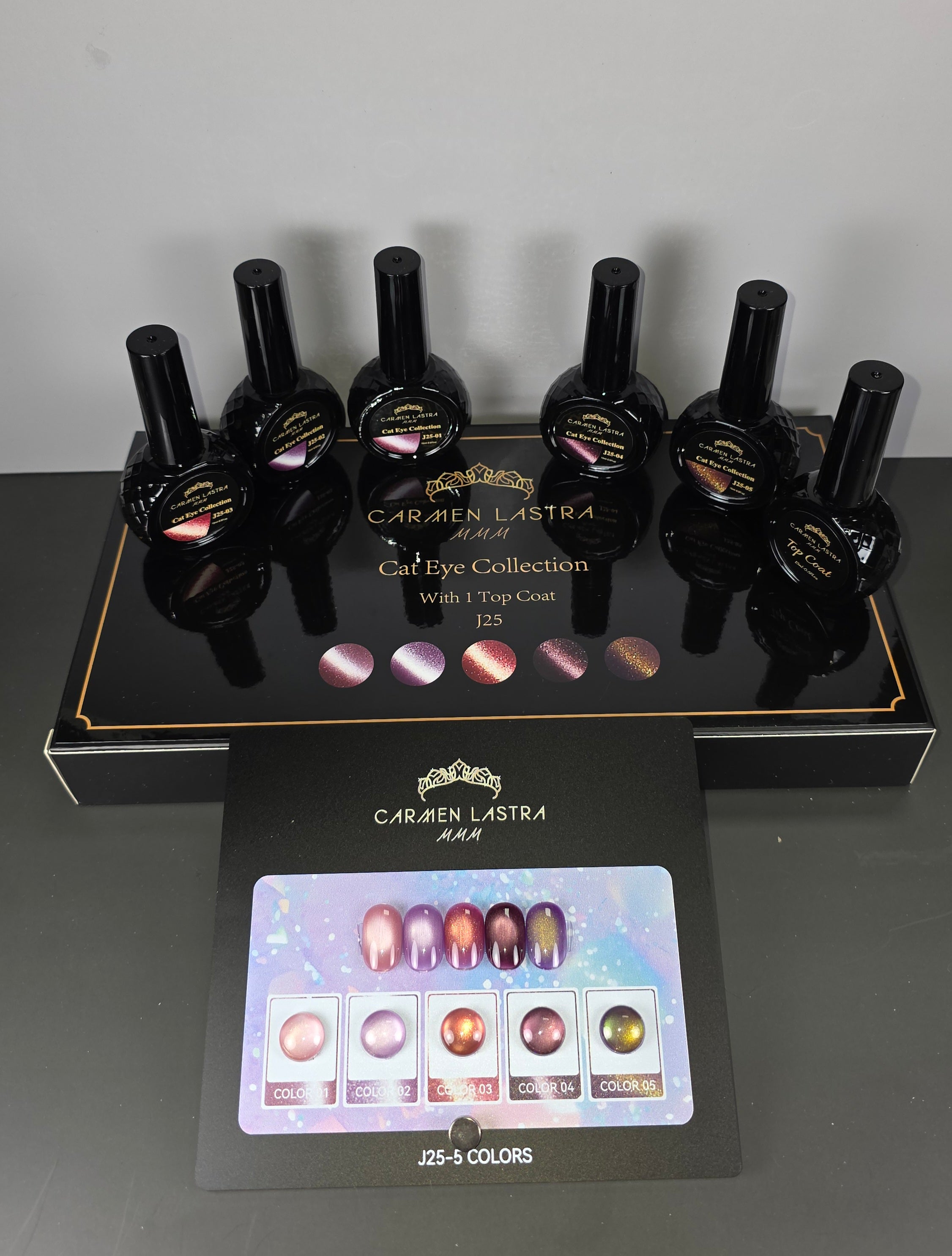 J25. 5 Cat Eye Collection With Top Coat. 15ml